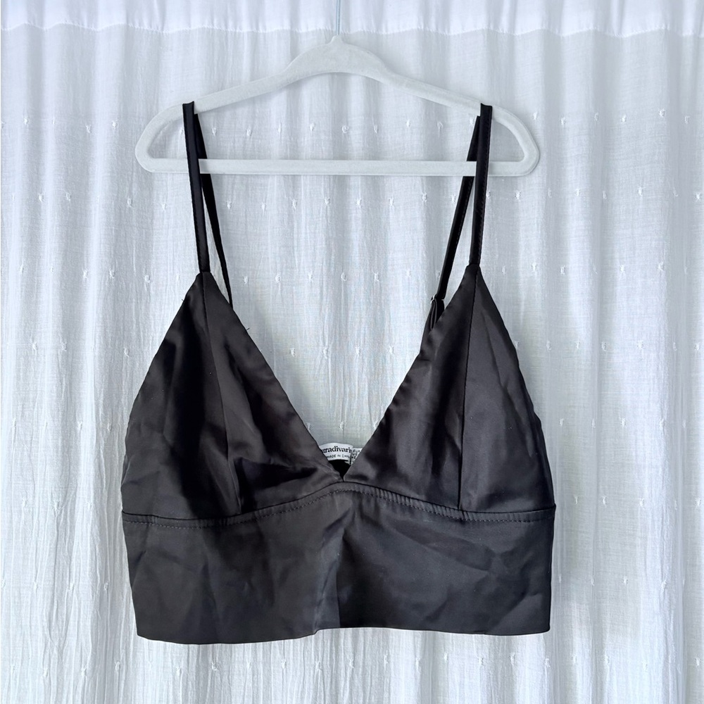Stradivarius Black Satin Bralette